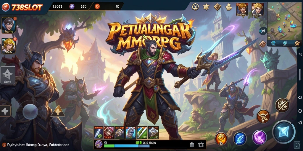 Screenshot gameplay 738SLOT yang menampilkan petualangan seru di dunia MMORPG.