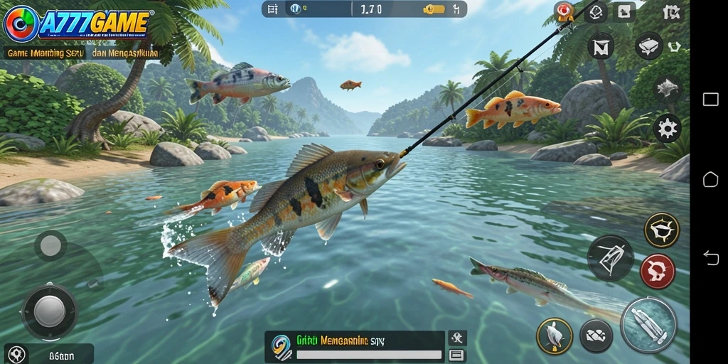 Screenshot utama A777GAME menampilkan aksi memancing yang seru dan grafis yang menawan.