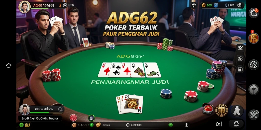 Screenshot gameplay ADG62 menampilkan suasana seru permainan Poker.