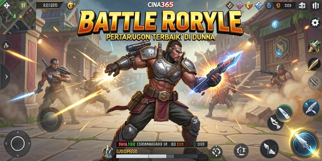 Tampilan menarik dari gameplay CINA365 di arena Battle Royale.