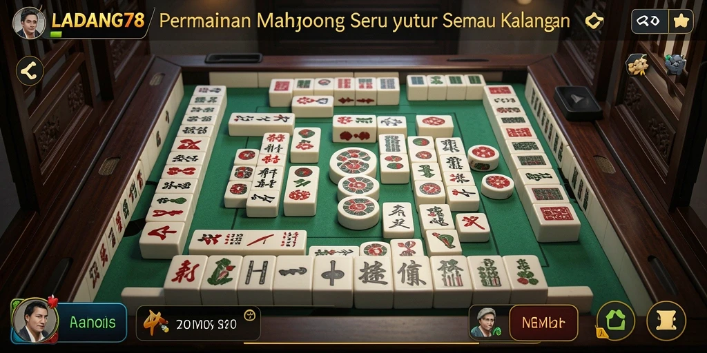 Tampilan gameplay menarik dari LADANG78 dengan ubin Mahjong.