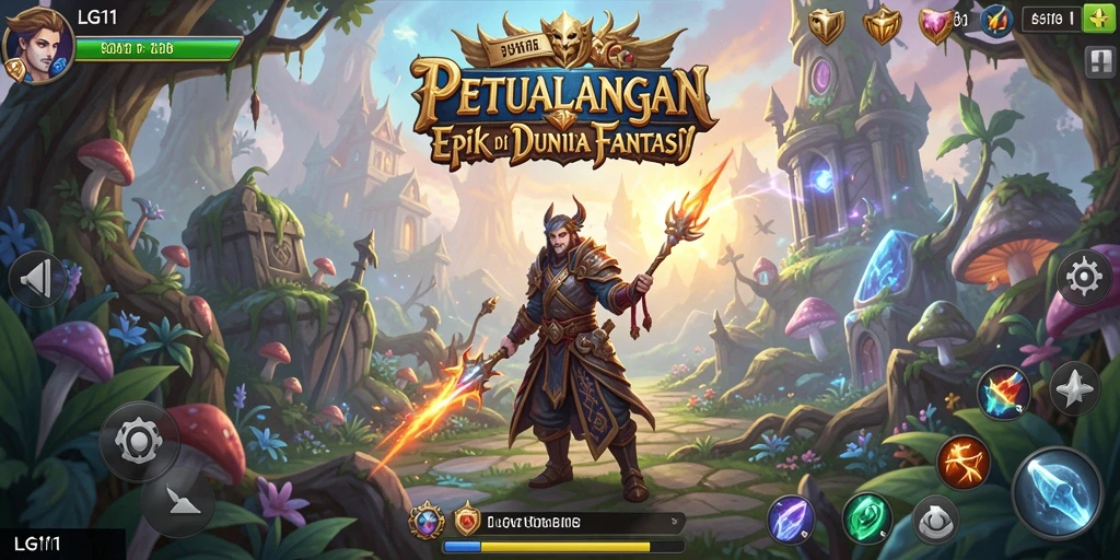 Screenshot gameplay RPG di LG111 menampilkan pertempuran mendebarkan.