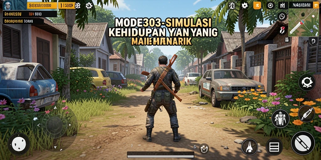 Tangkapan layar dari gameplay MODE303 menunjukkan dunia simulasi yang hidup.