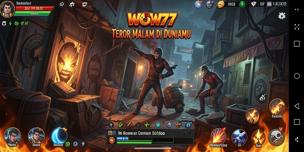 Tangkapan layar utama WOW77 menampilkan gameplay yang mencekam dan menakutkan.